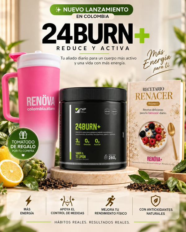 24BURN+ | Bebida con extractos vegetales, sabor té limón