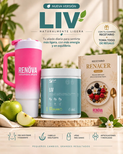 LIV | Bebida con fibra y probióticos, sabor manzana verde