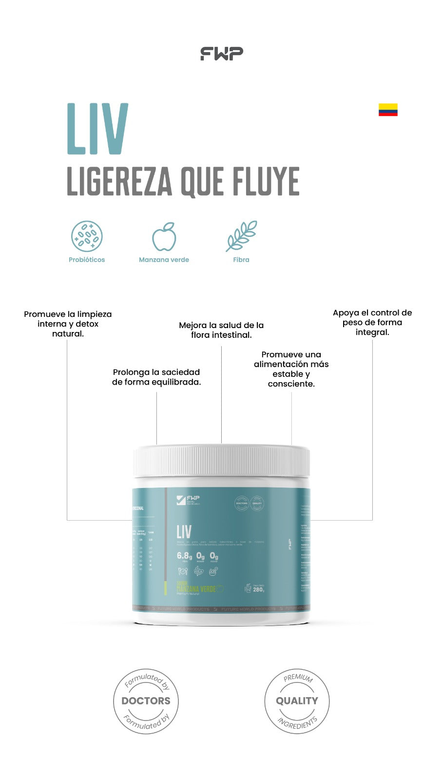 LIV | Detox Digestivo & Vientre Plano (Sabor Manzana Verde)