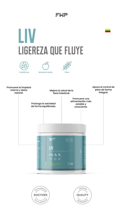 LIV | Detox Digestivo & Vientre Plano (Sabor Manzana Verde)