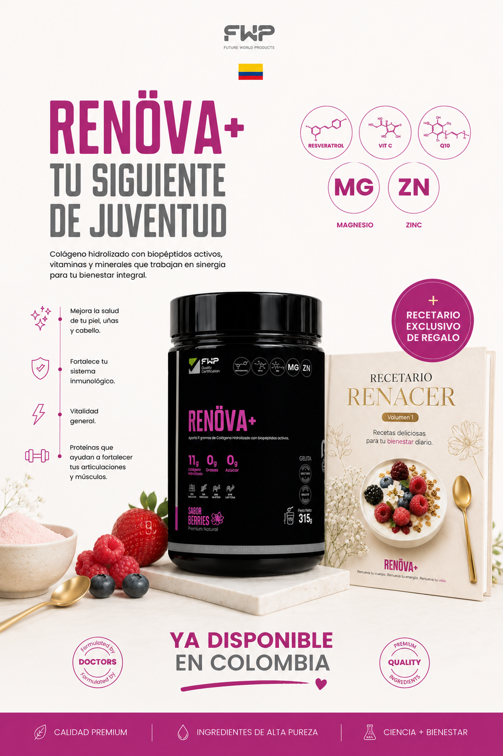 RENOVA+: Colágeno Premium con biopectidos activos para Piel y Articulaciones en Colombia